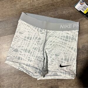 Nike pro white gray workout compression shorts